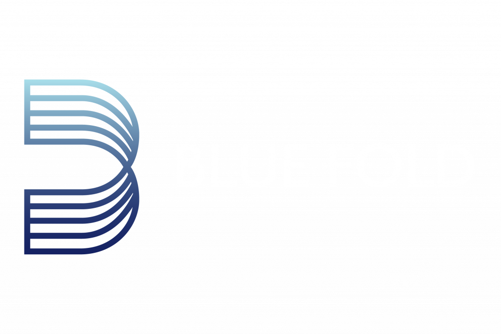 Blue Fold Full White Font Logo